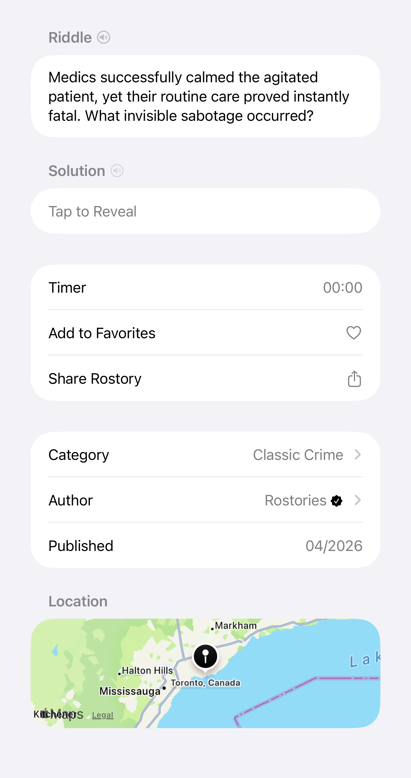 Rostories App riddle